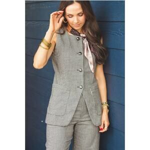 @MerricksArt Maeve Houndstooth Square Neck Vest Old Money Womens Large